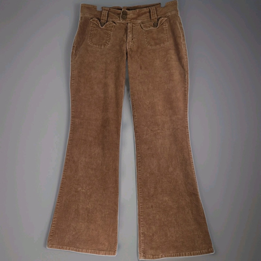 Y2K 2000s Low Rise Jordache Brown Corduroy Flare Pants Womens 15/16 Boho